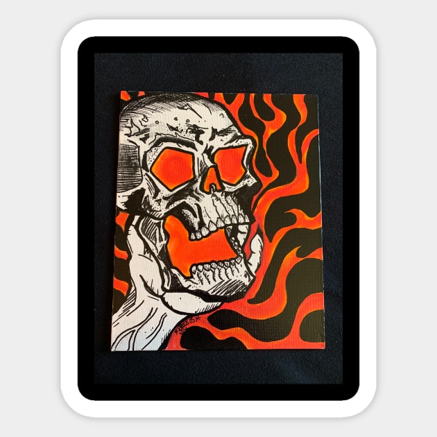 Flaming skull Sticker by Bruce13customz